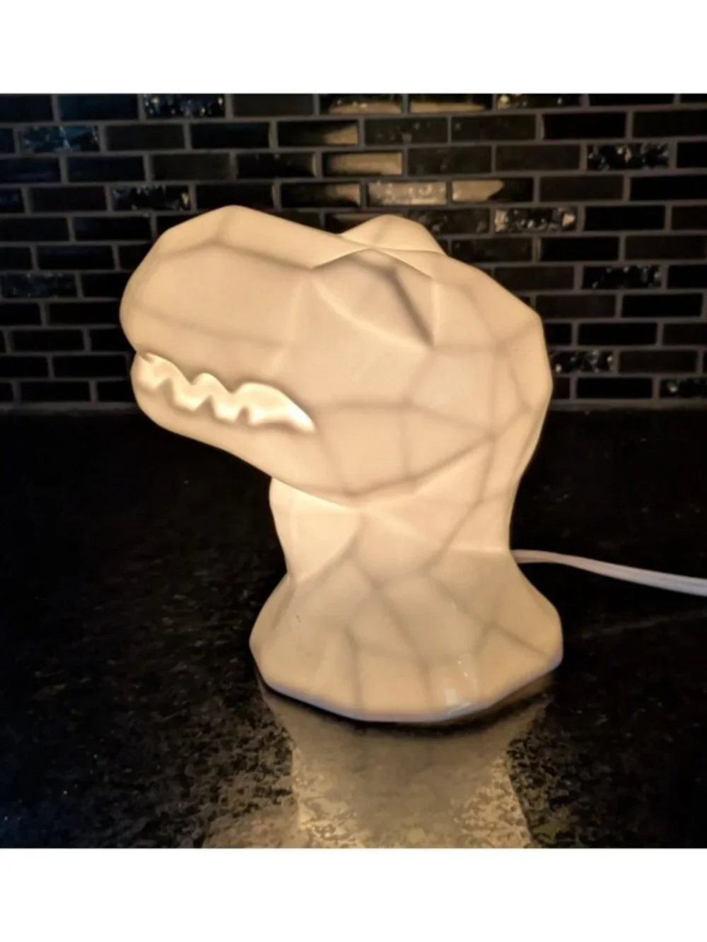 T-Rex Dinosaur Head Night Light Lamp White Ceramic Target 6.5